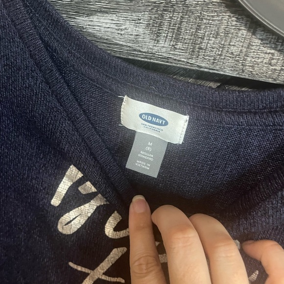 Old Navy girls navy blue long sleeve  sweater like material.  Size medium. - Picture 3 of 4